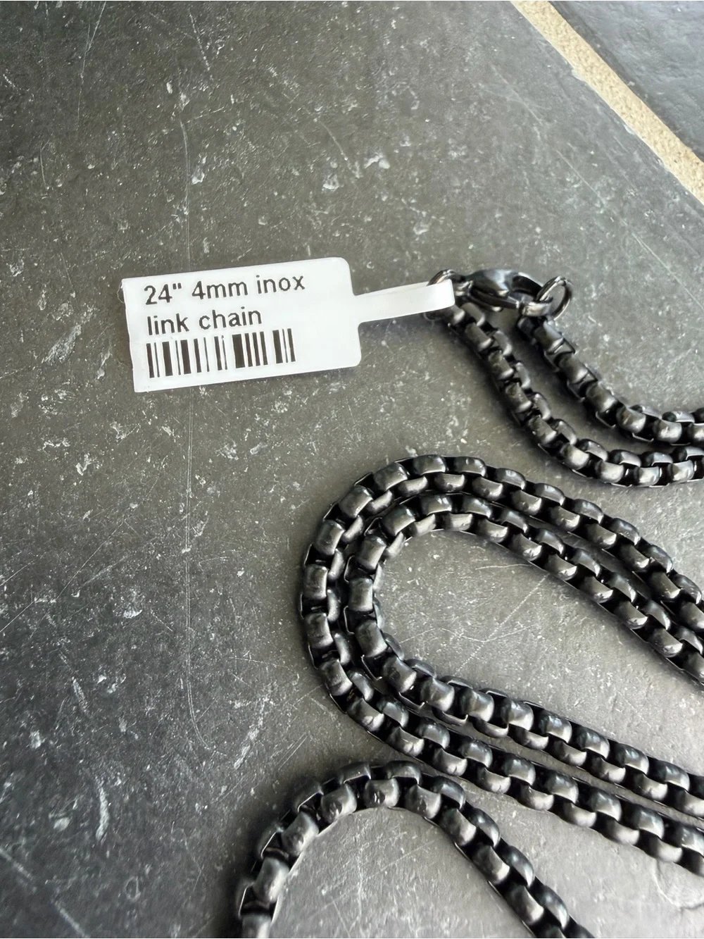 Black Stainless Steel Box Chain Necklace - INOX Men Accessories 24”